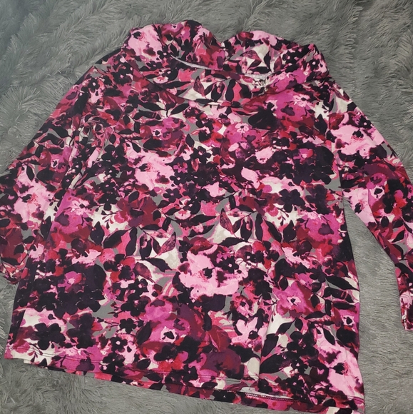 Rafaella Tops - Floral semi turtle neck top